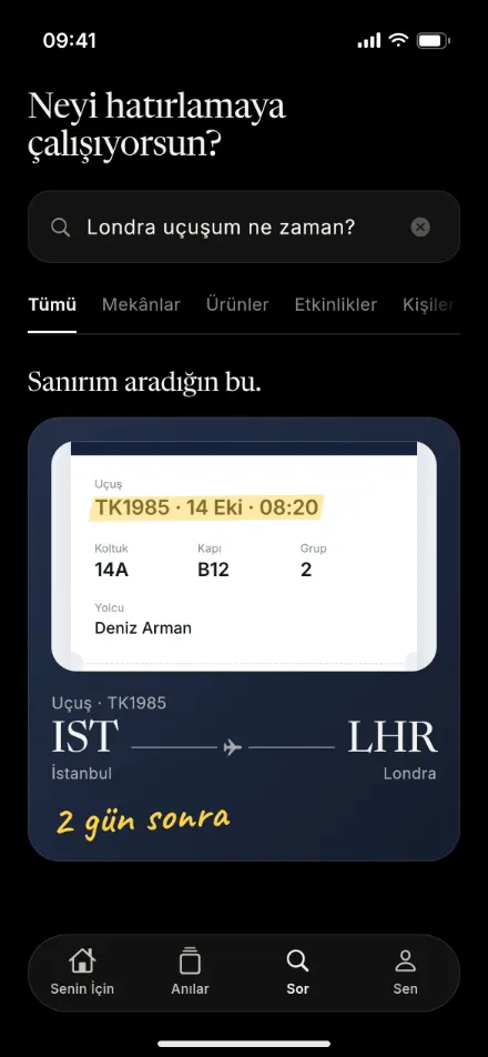 Keppzy Sor ekranı: “Londra uçuşum ne zaman?” sorusuna cevap